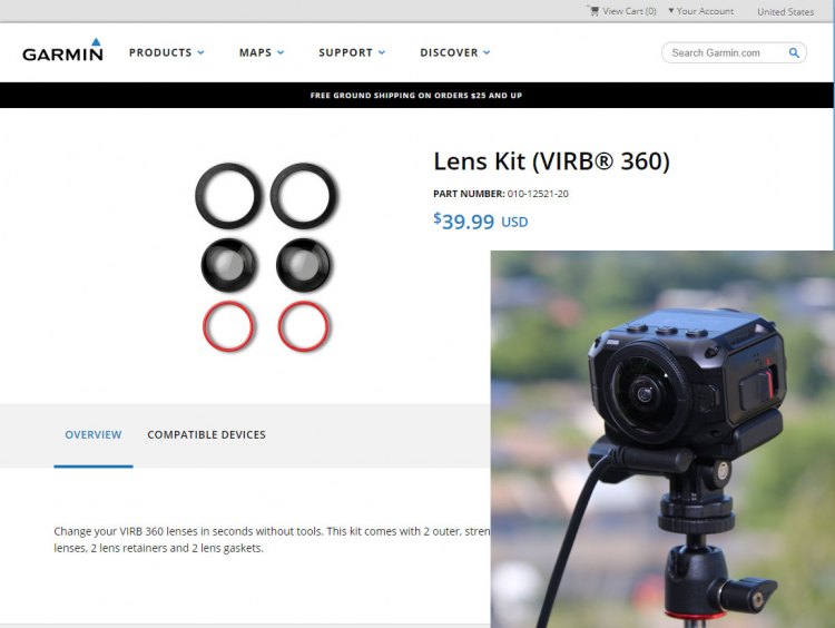 Защитные линзы для камеры Garmin Virb 360