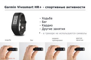 Спортивные активности трекера Garmin Vivosmart HR+