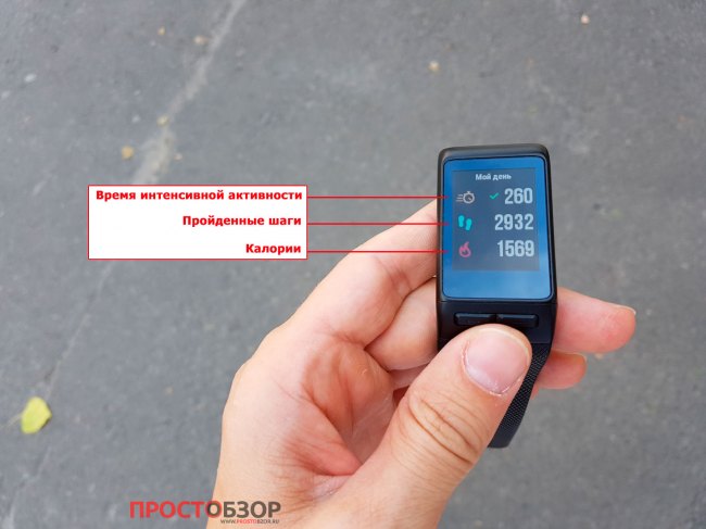 Ваша активность за день на дисплее часов  Garmin Vivoactive HR
