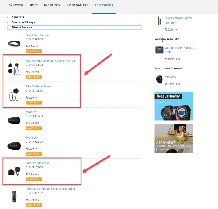 Датчики для велосипедов -  часы Garmin Vivoactive 3
