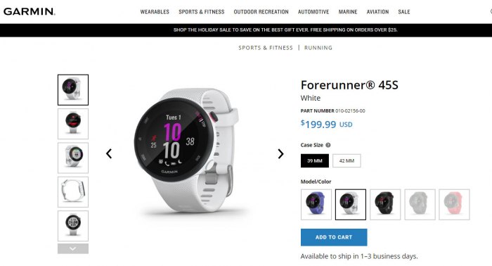 часы Garmin Forerunner 45S