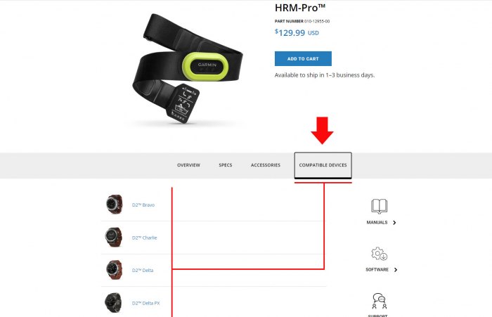 Как узнать  поддержку моделей для датчиков Garmin