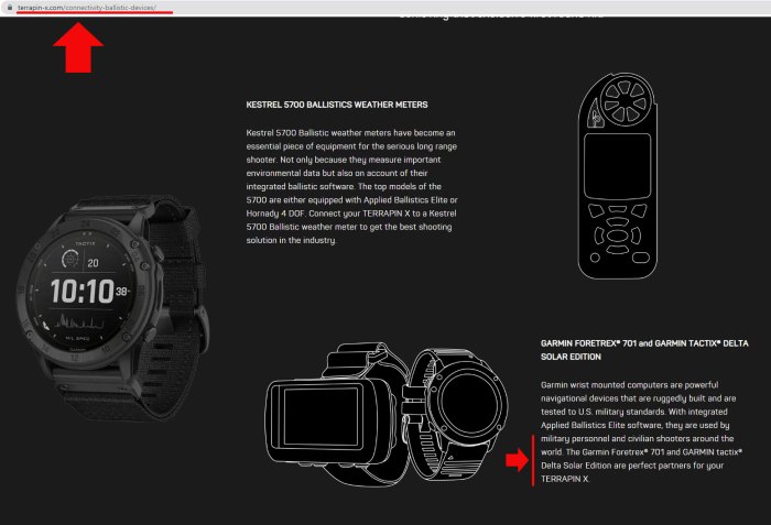 Поддержка часов Garmin tactix Delta Applied balistic