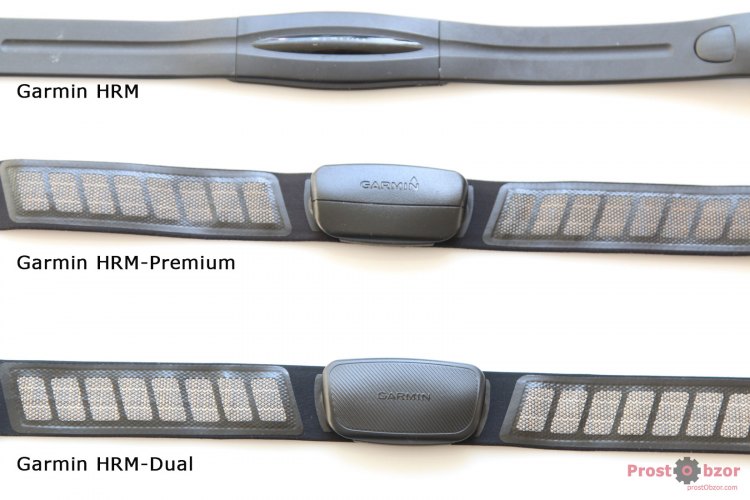 Сравнение моделей начальных кардио-ремней Garmin -вид спереди