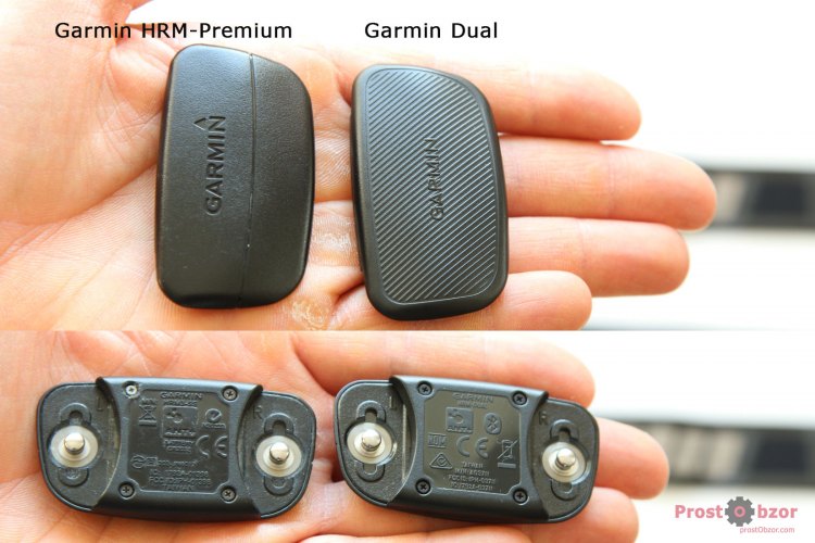 Сравнение передающих площадок кардио-ремней Garmin HRM-Dual vs Premium