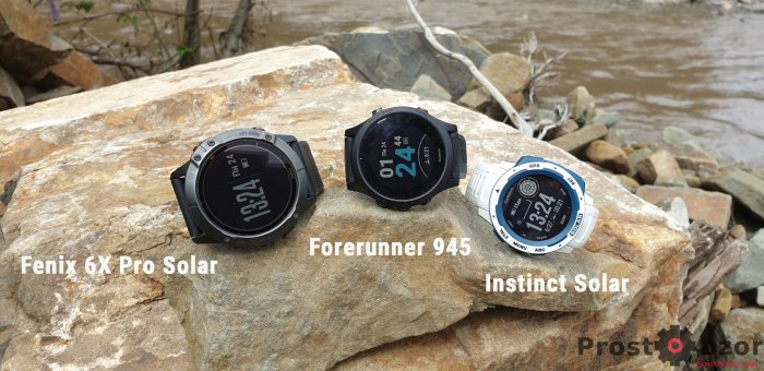 Сравнение часов Fenix 6X Pro Solar -  Forerunner 945 - Instinct Solar