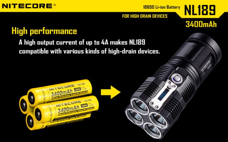 4 аккумулятора для Nitecore TM26