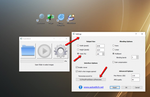 бесплатная программа для создания панорам - AutoStitch - настройки