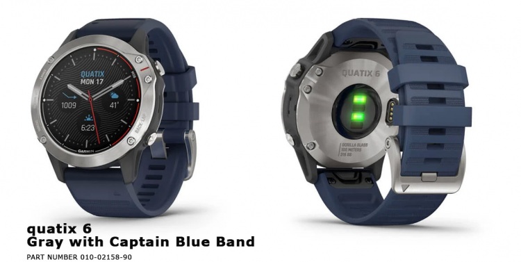 часы quatix 6 Gray with Captain Blue Band