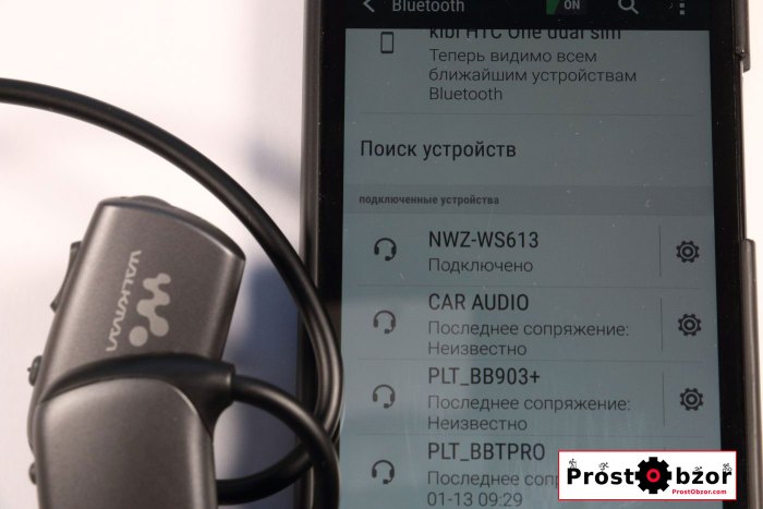 Соединенрие плеера Sony Walkman NWZ-WS613  с телефоном