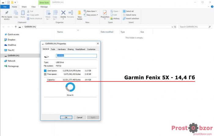 Размер памяти часов Garmin Fenix 5X