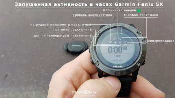 Начало активности часов Garmin Fenix 5X