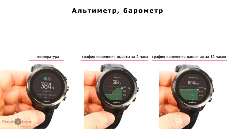 Меню Альтиметра и Барометра в часах Suunto 9 Baro