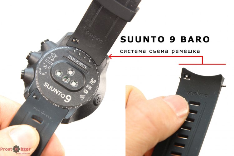 Система съема ремешка в часах Suunto 9 Baro