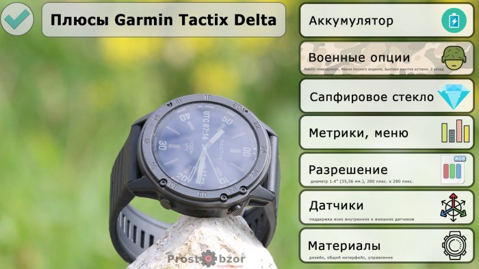 Плюсы часов Garmin Itactix Delta Sapphire
