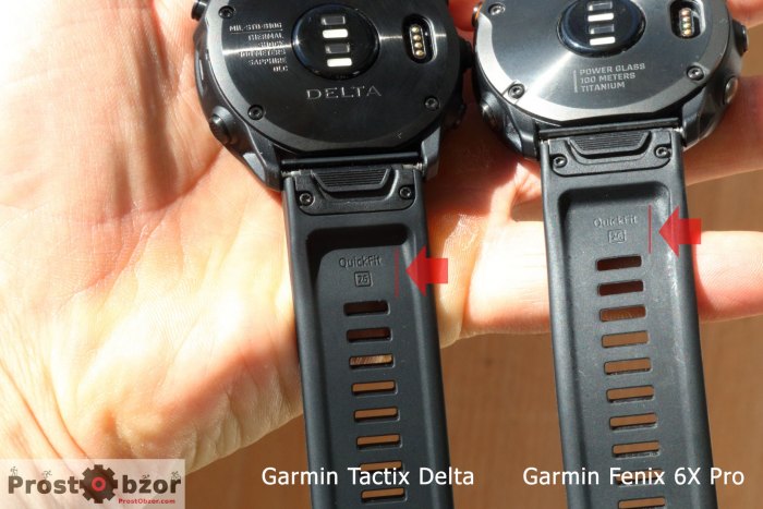 Размеры ремешков Tactix Delta и Fenix 6X Pro