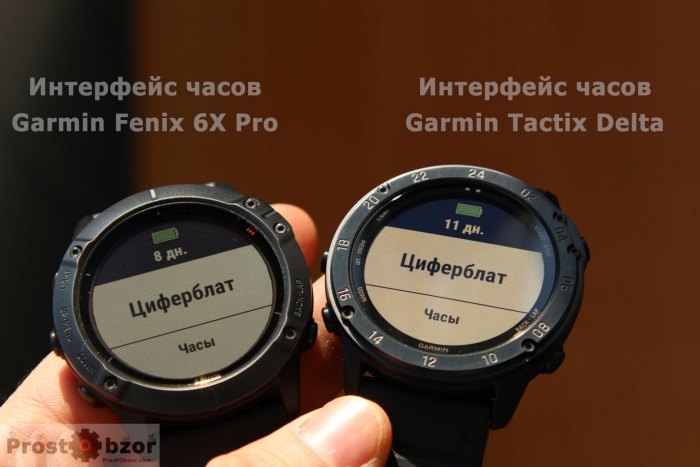 Общий интерфейс часов Tactix Delta , Garmin Fenix 6X