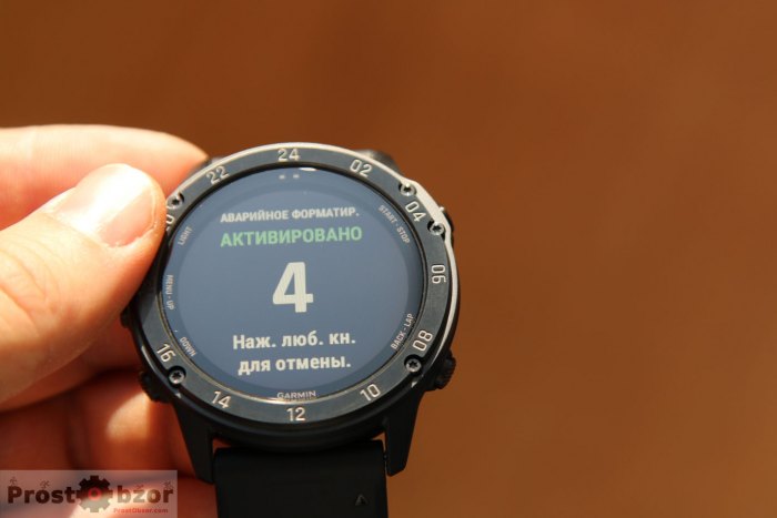 Аварийное удаление данных в часах Garmin Tactix Delta