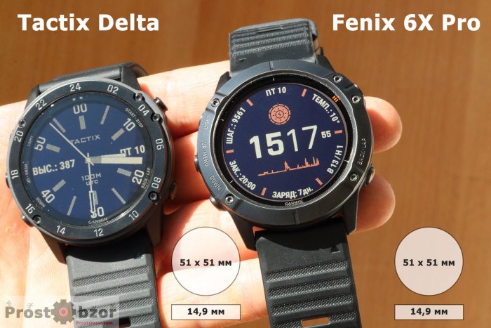 Размеры часов Garmin Tactix Delta