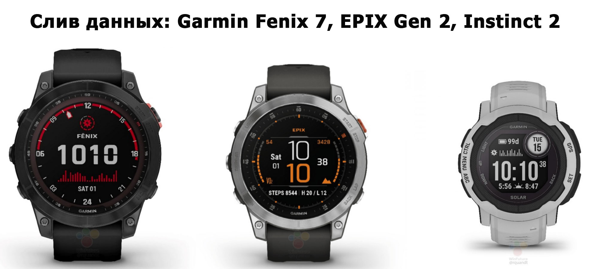 Слив данных - новые модели Garmin Fenix 7, EPIX Gen 2, Instinct 2