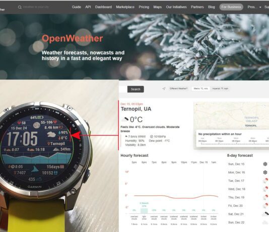 Настройка ключей OpenWeather для циферблата Gearmin v3